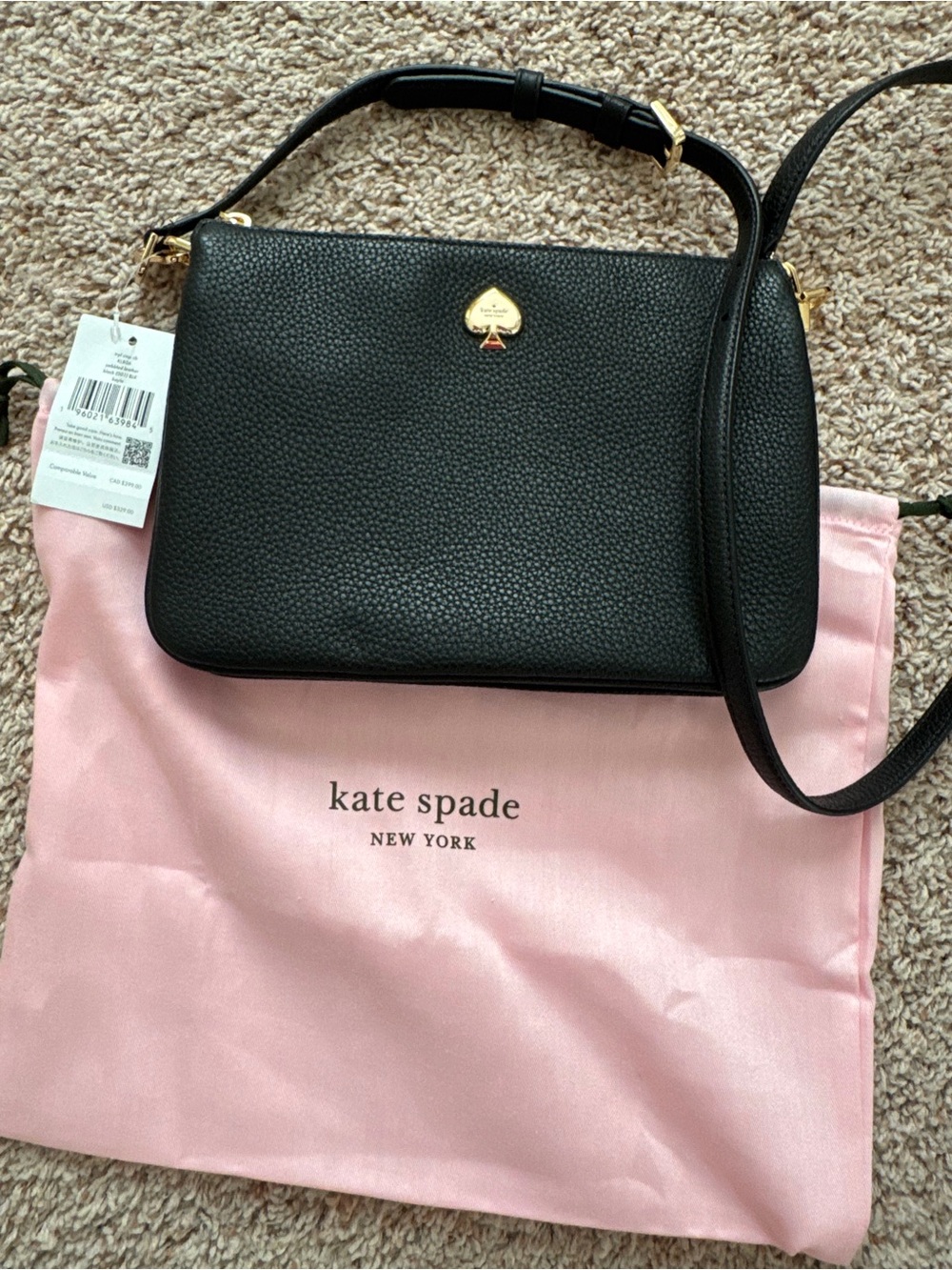 kate spade Black Pebbled Leather Small Crossbody